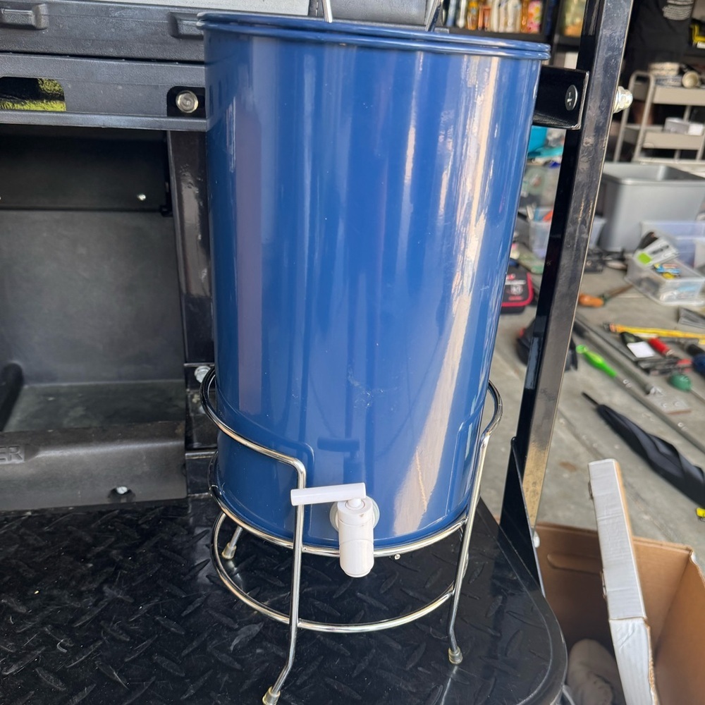 Blue Metal Beverage Dispenser with Stand